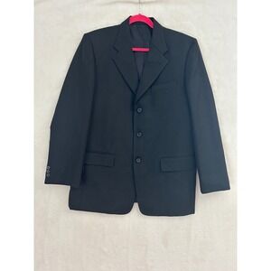 Hugo Boss Mens Black Wool 3 Button Blazer Sport Coat Jacket 42R Classic Fit